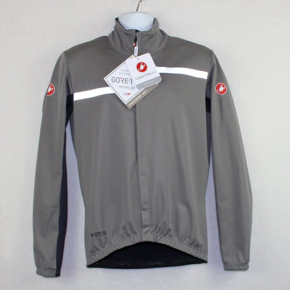 Castelli Transition Grey Silver Cycling Zip Jacket (Men Large)